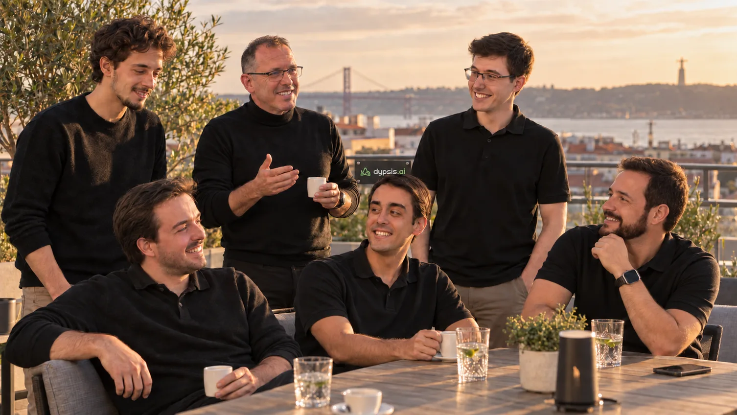 The team on the terrace above Lisbon