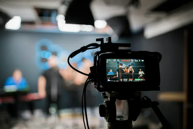 a video camera recording in a studio